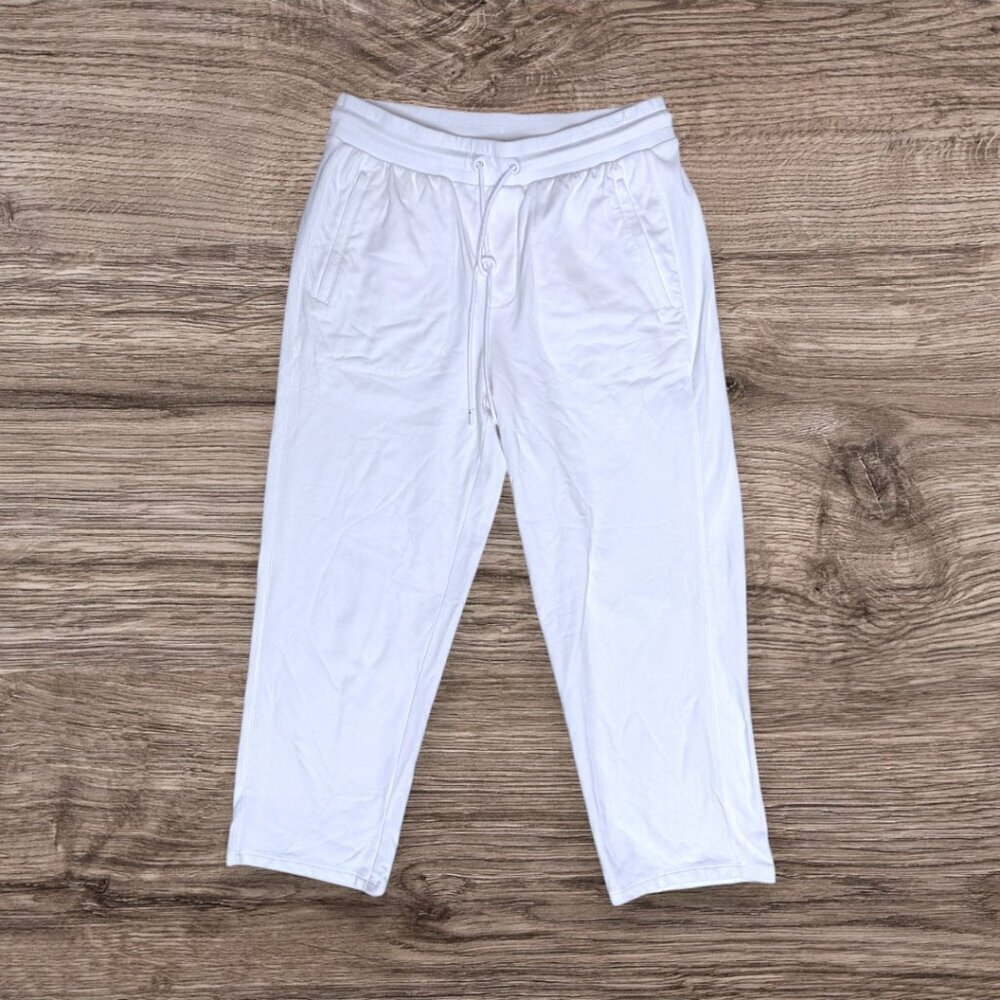 T BY TALBOTS White Modal French Terry Straight Cropped Stretch Knit Pants S